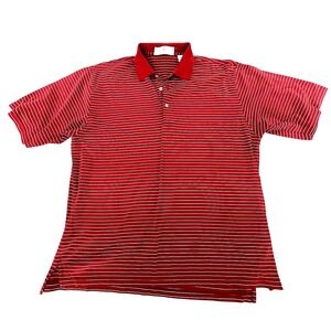 Vintage‎ Fairway & Greene XL Red White Striped Polo 100% Cotton Bear Lakes